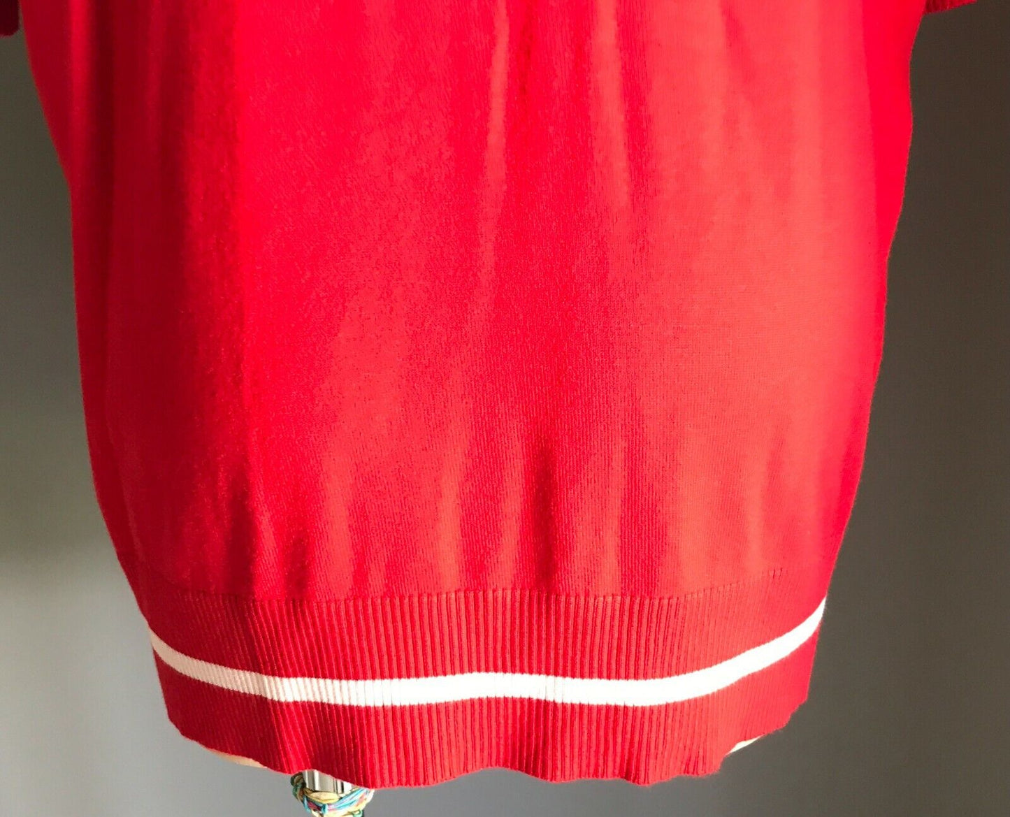 ONLY CARMAKOMA Sweater Red White Trim Fine Knit Short Sleeve Plus Size XL 26 New