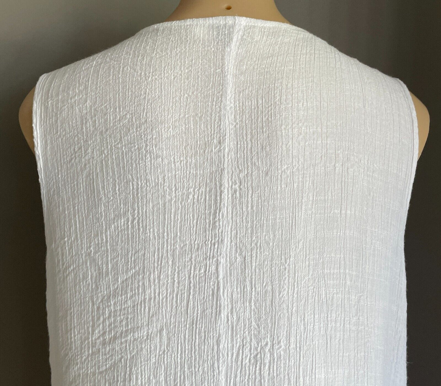 BEAUT'E FASHION Dip Hem Dress White Sleeveless Wrinkle Look A-Line Midi Size XL