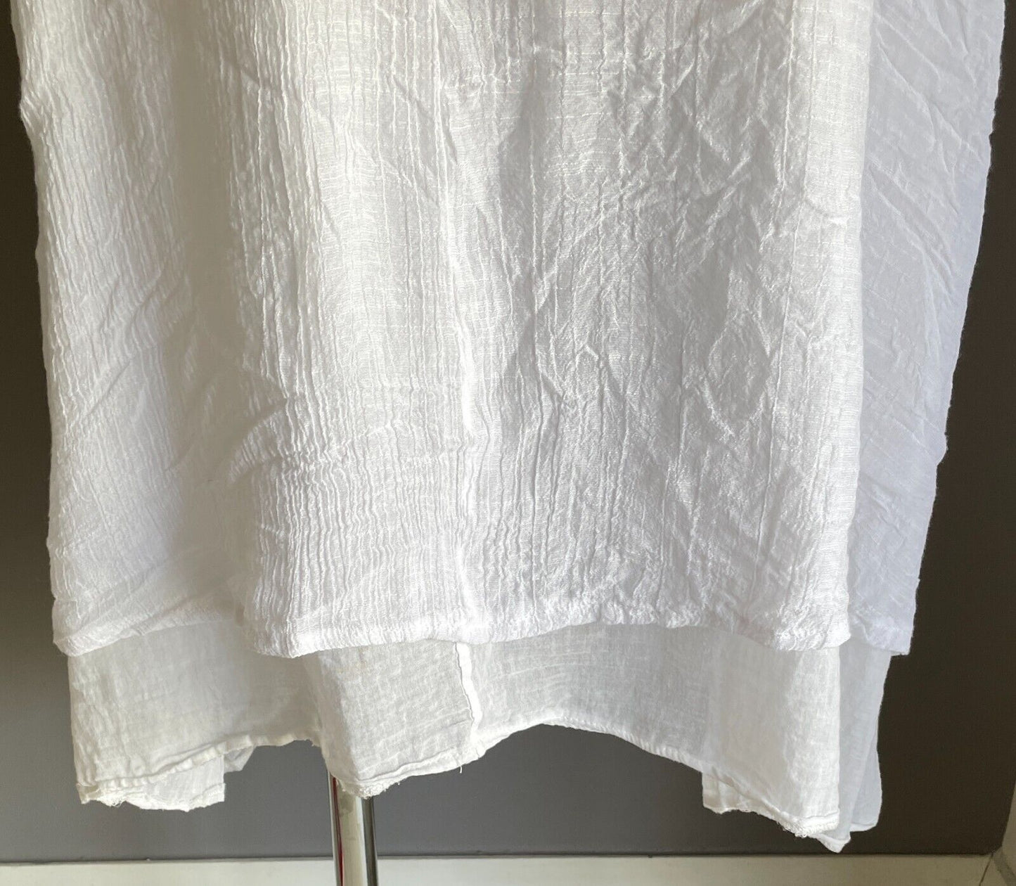 BEAUT'E FASHION Dip Hem Dress White Sleeveless Wrinkle Look A-Line Midi Size XL