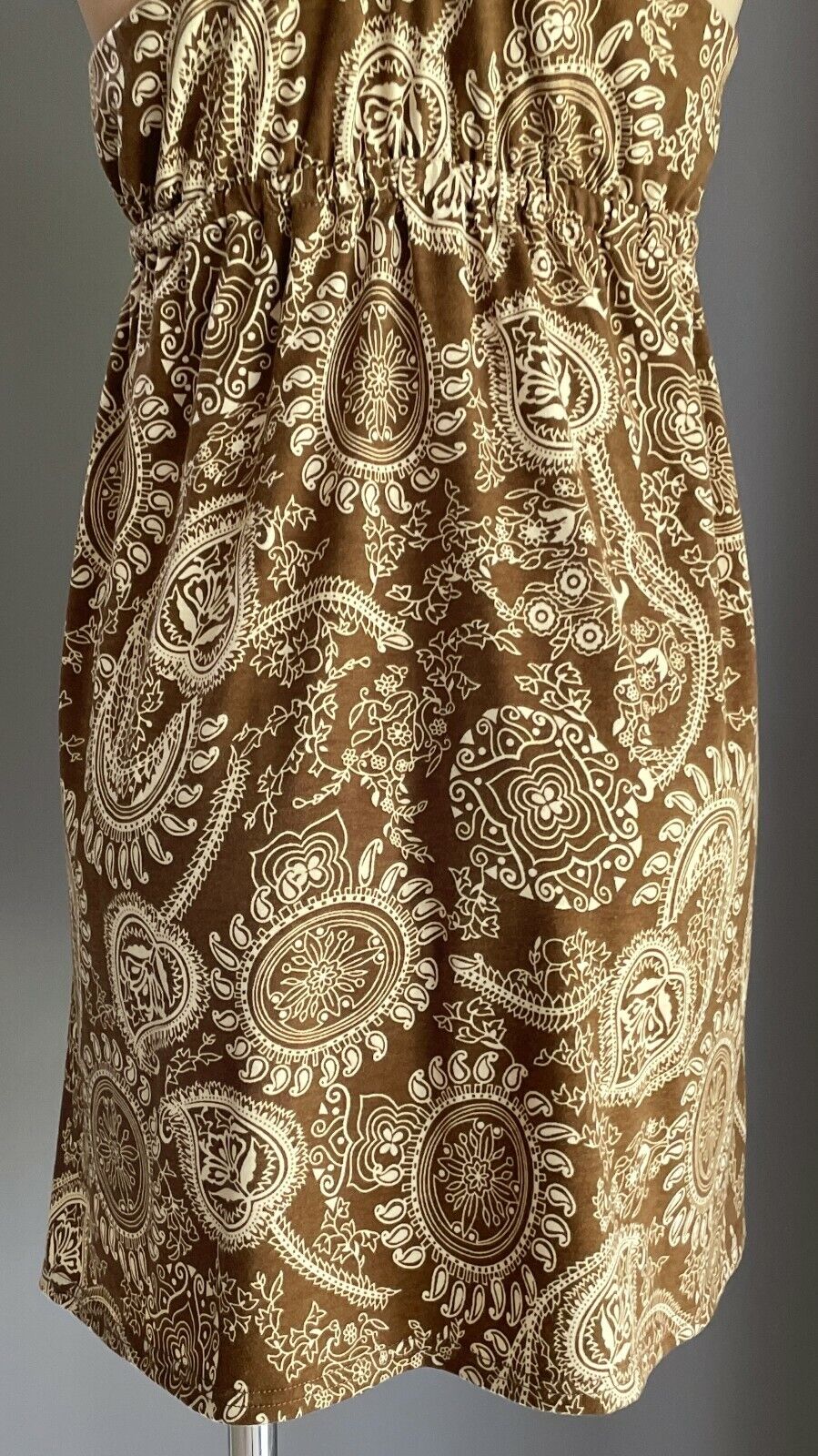 FASHION FAIR Babydoll Mini Dress Green Off White Paisley Sleeveless  Size XL