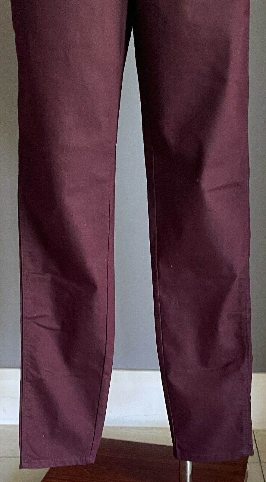 KHOKO Pants Skinny Leg Burgundy Full Length Stretch Bengaline Trousers Size 14