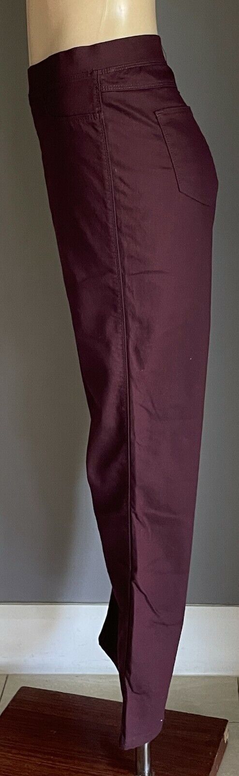 KHOKO Pants Skinny Leg Burgundy Full Length Stretch Bengaline Trousers Size 14
