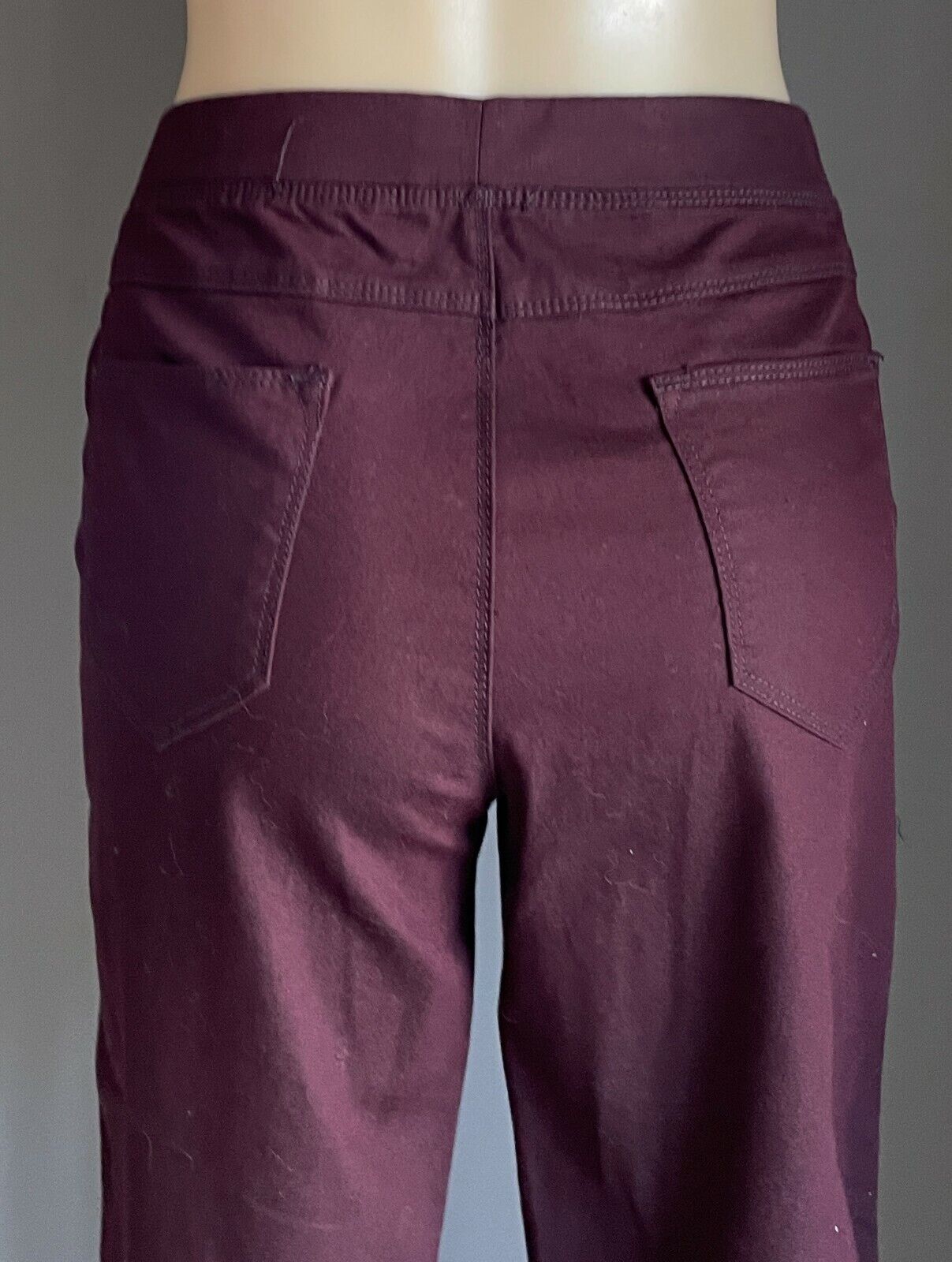 KHOKO Pants Skinny Leg Burgundy Full Length Stretch Bengaline Trousers Size 14
