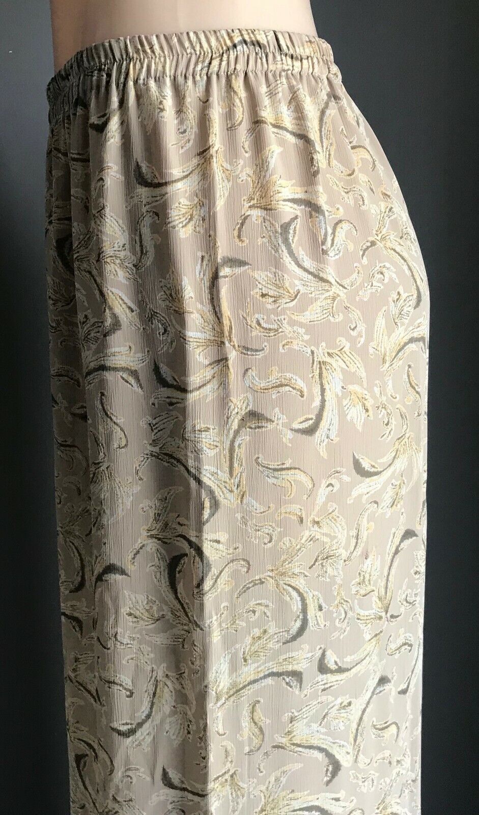 TABLE EIGHT Lounge Pants Taupe Print Wide Leg Elastic Waist Smart Casual Size 14