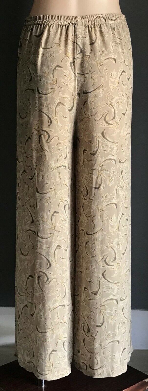 TABLE EIGHT Lounge Pants Taupe Print Wide Leg Elastic Waist Smart Casual Size 14