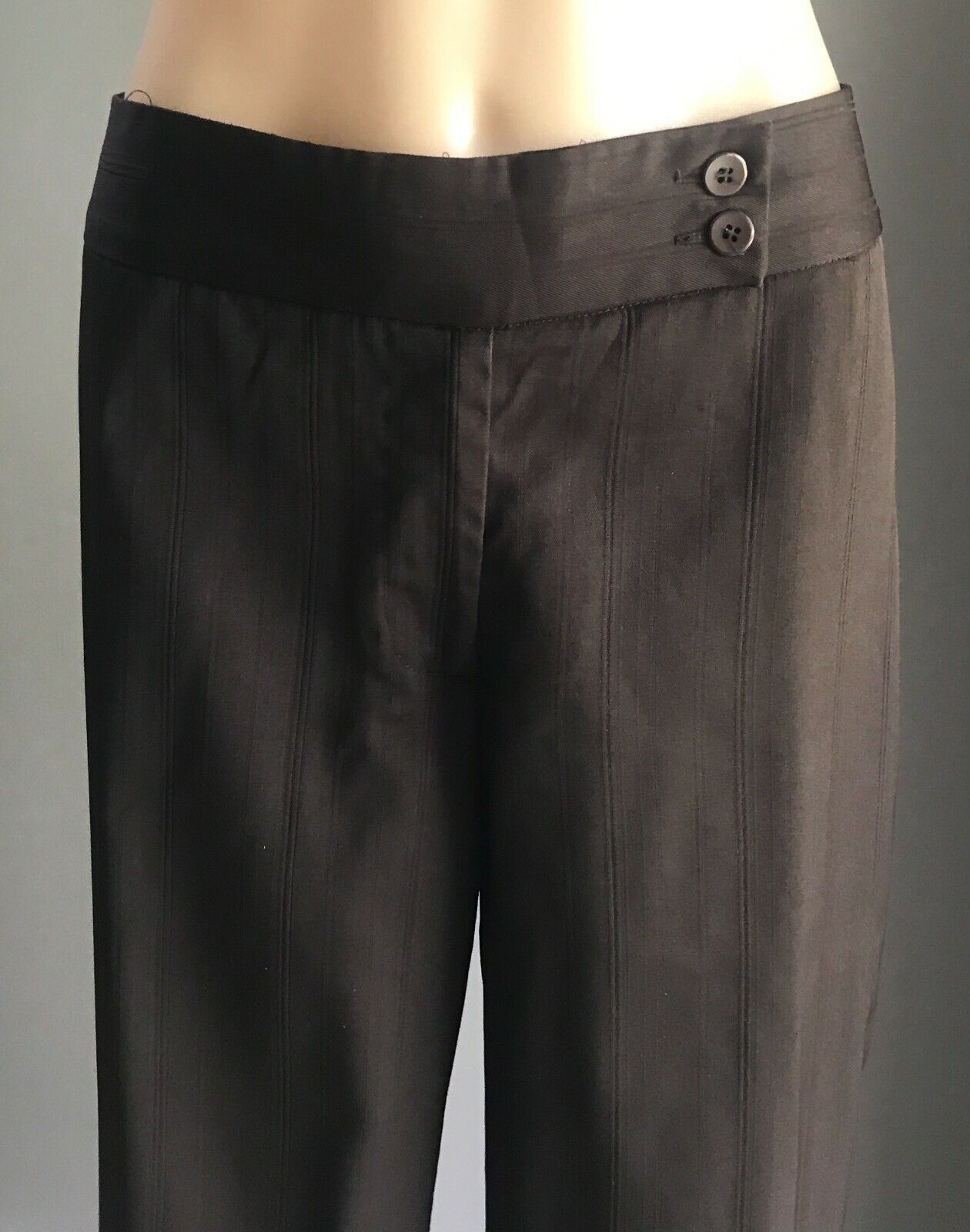 TOPGIRL Pants Brown Self Stripe Wide Leg Long Trousers Ladies Size 14 NEW