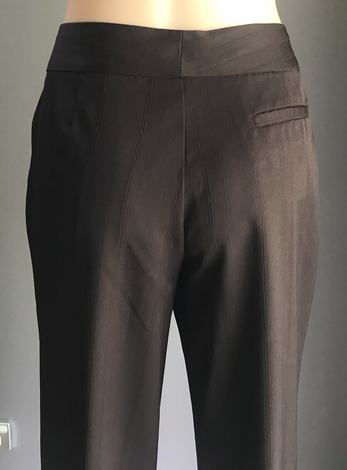 TOPGIRL Pants Brown Self Stripe Wide Leg Long Trousers Ladies Size 14 NEW