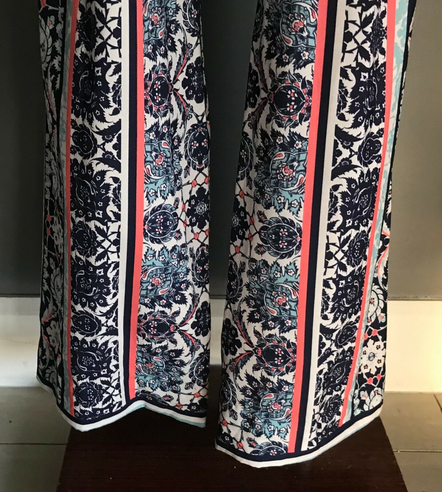 RODEO SHOW Pants Multi Colour & Print Wide Leg Long Relaxed Trousers Size 14