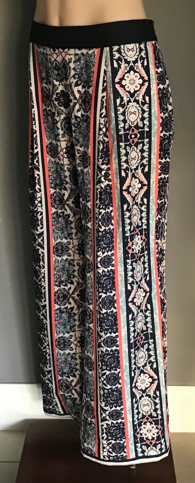 RODEO SHOW Pants Multi Colour & Print Wide Leg Long Relaxed Trousers Size 14