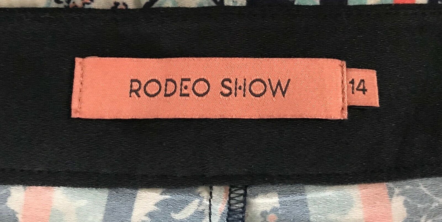 RODEO SHOW Pants Multi Colour & Print Wide Leg Long Relaxed Trousers Size 14