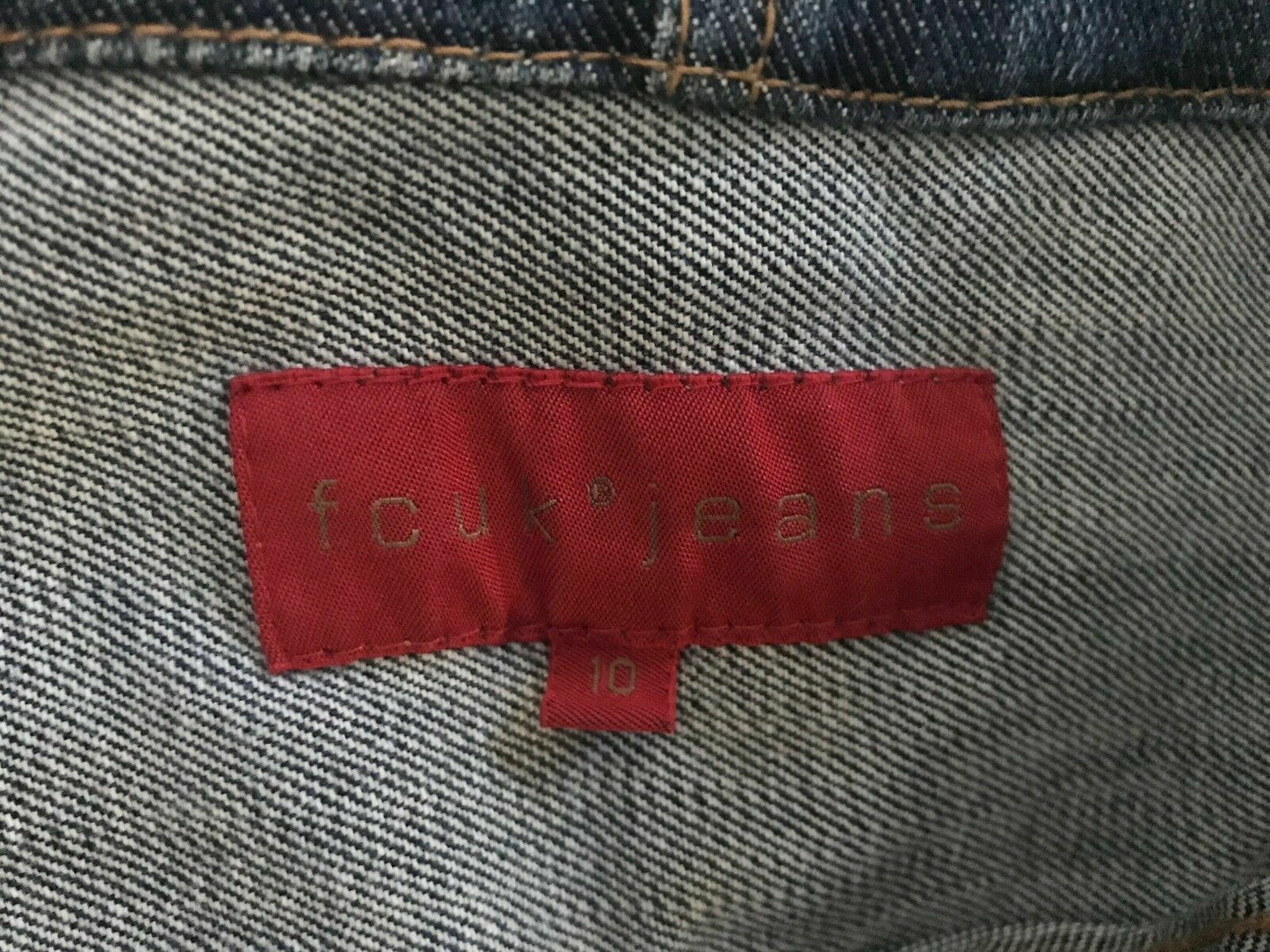 FCUK JEANS Denim Jacket Blue  w Oversized Collar Ladies Size 10