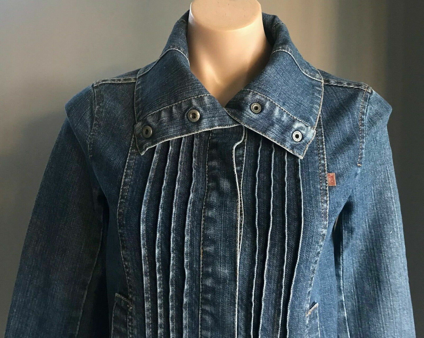 FCUK JEANS Denim Jacket Blue  w Oversized Collar Ladies Size 10