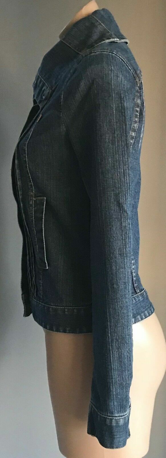 FCUK JEANS Denim Jacket Blue  w Oversized Collar Ladies Size 10