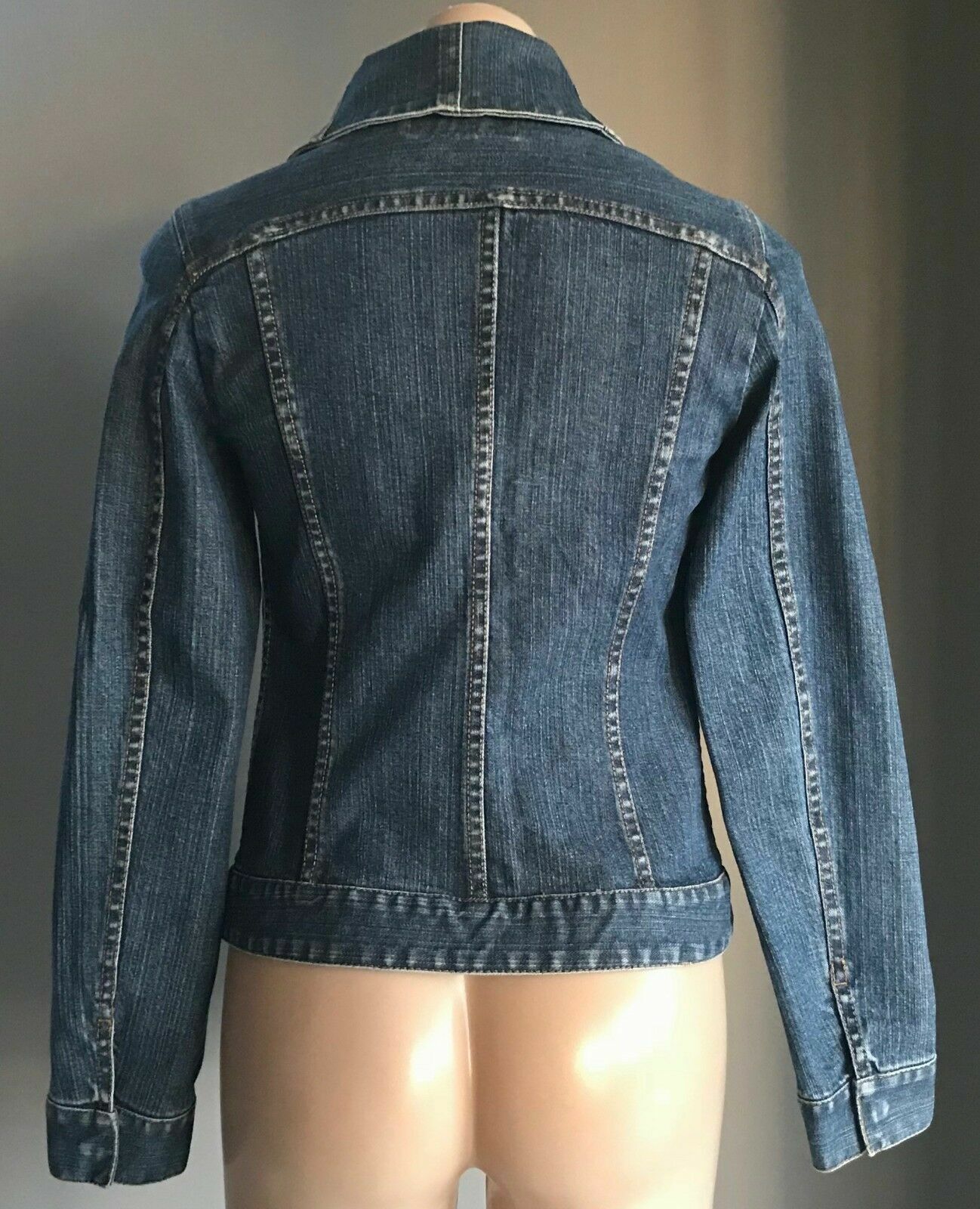 FCUK JEANS Denim Jacket Blue  w Oversized Collar Ladies Size 10