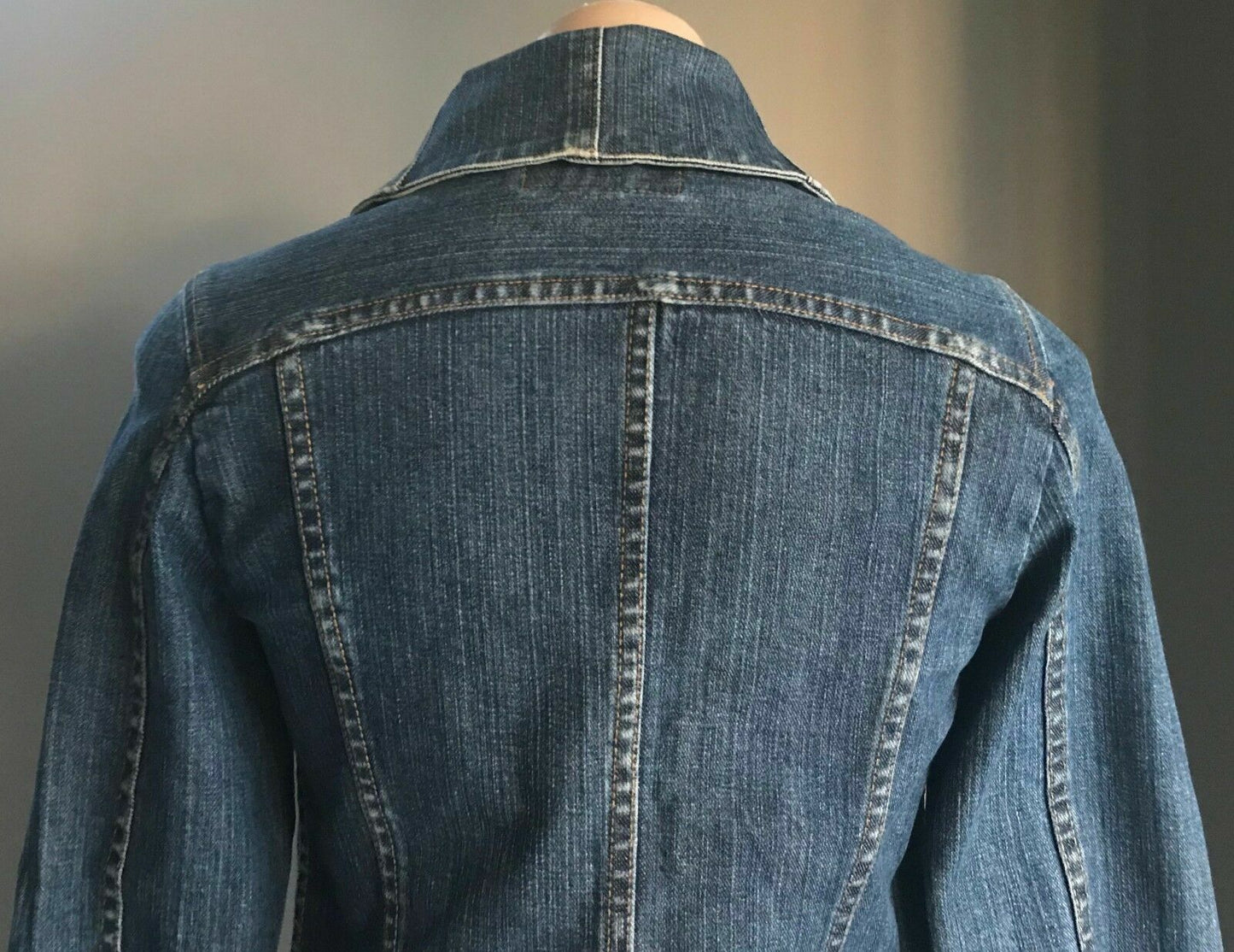 FCUK JEANS Denim Jacket Blue  w Oversized Collar Ladies Size 10