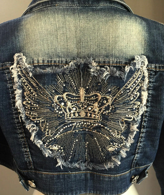 ROBERTO CAVALLI JEANS Denim Jacket Limited Edition Crop Ladies Sz 30 AU 8 Rare