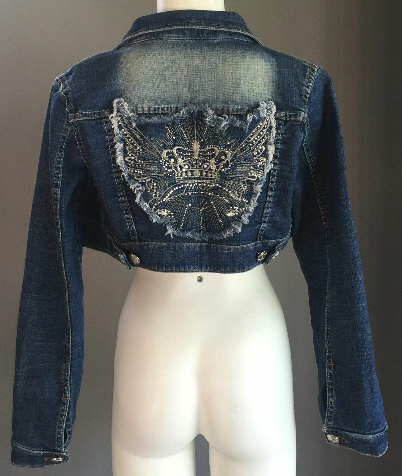 ROBERTO CAVALLI JEANS Denim Jacket Limited Edition Crop Ladies Sz 30 AU 8 Rare