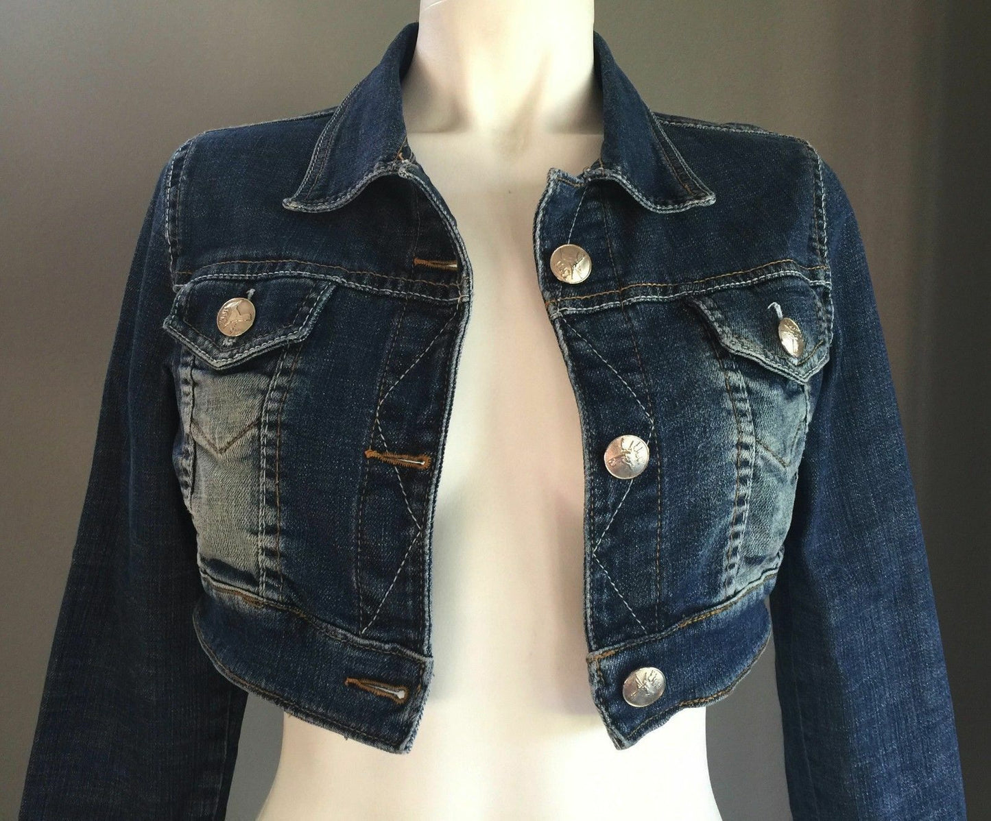 ROBERTO CAVALLI JEANS Denim Jacket Limited Edition Crop Ladies Sz 30 AU 8 Rare