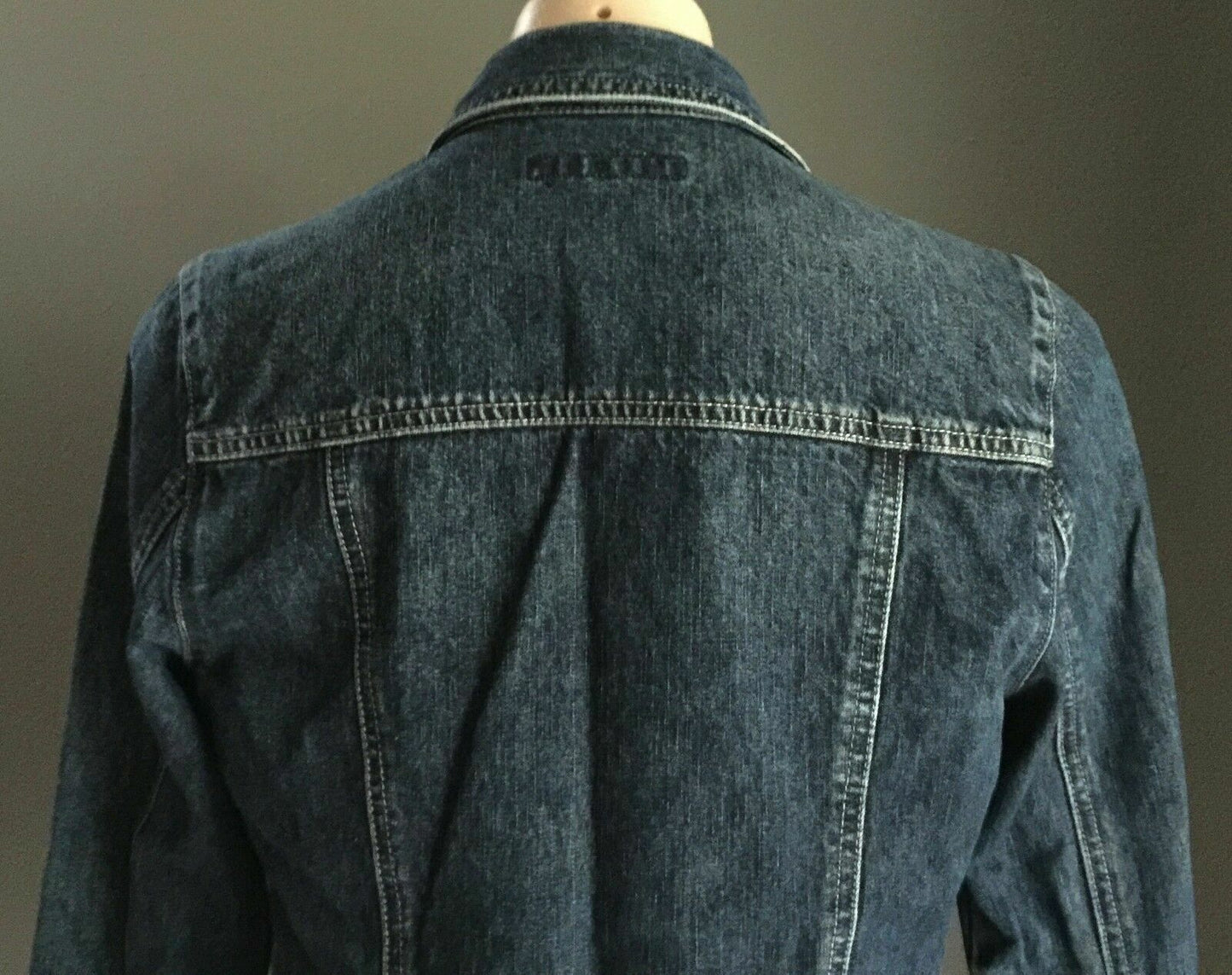 LIU HENG SE Denim Jacket Blue w Blue Bead Trim Ladies Size 8 10