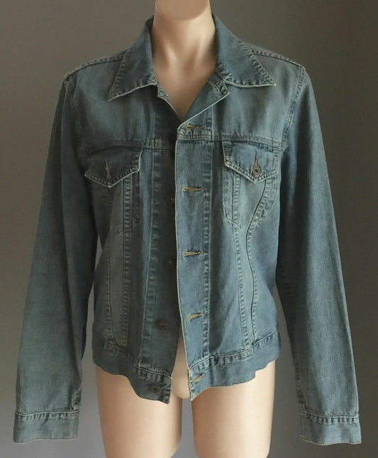 JEANSWEST Denim Jacket  Blue Long Sleeve Ladies Sz 8 10 Biker MotoClassic Retro