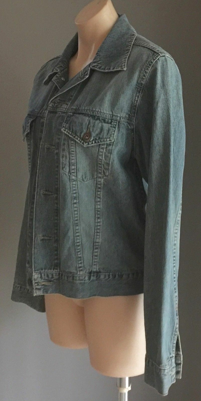 JEANSWEST Denim Jacket  Blue Long Sleeve Ladies Sz 8 10 Biker MotoClassic Retro