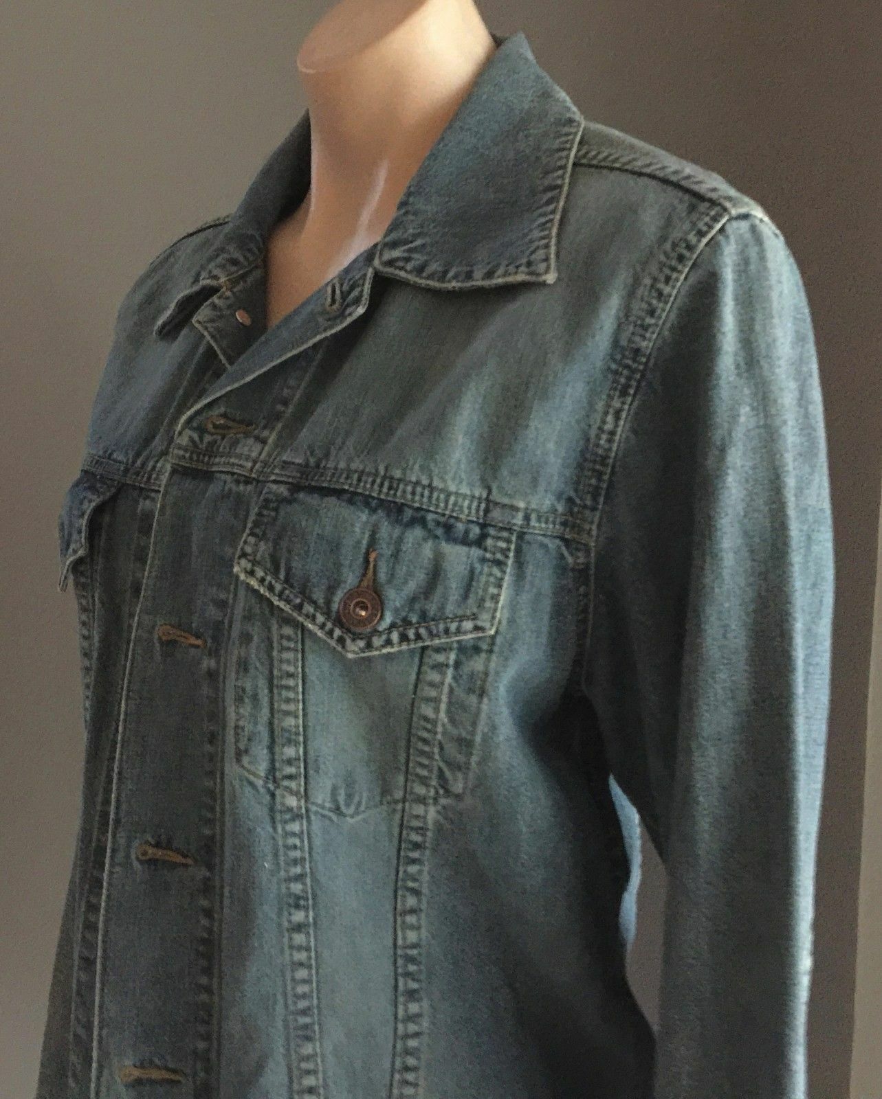 JEANSWEST Denim Jacket  Blue Long Sleeve Ladies Sz 8 10 Biker MotoClassic Retro