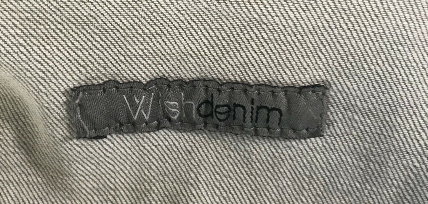 WISH DENIM Denim Jacket Grey Wash Denim Fitted Ladies Size 8 10