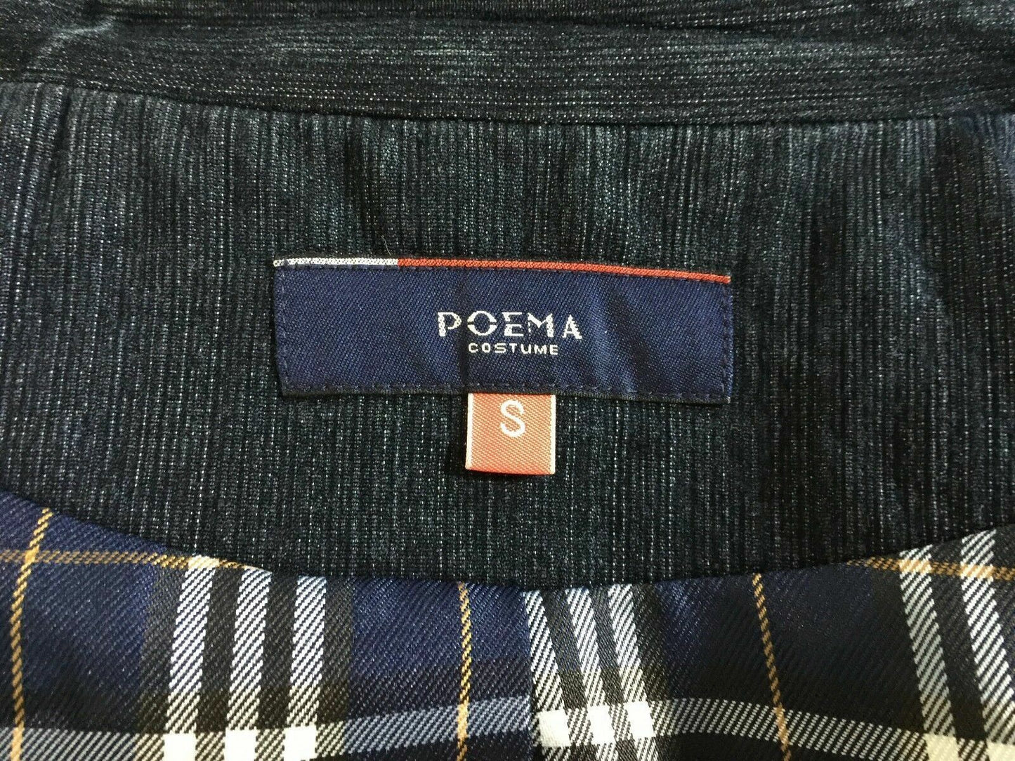 POEMA COSTUME Denim Jacket Dark Blue w White Contrast Stitch Ladies Size M 10