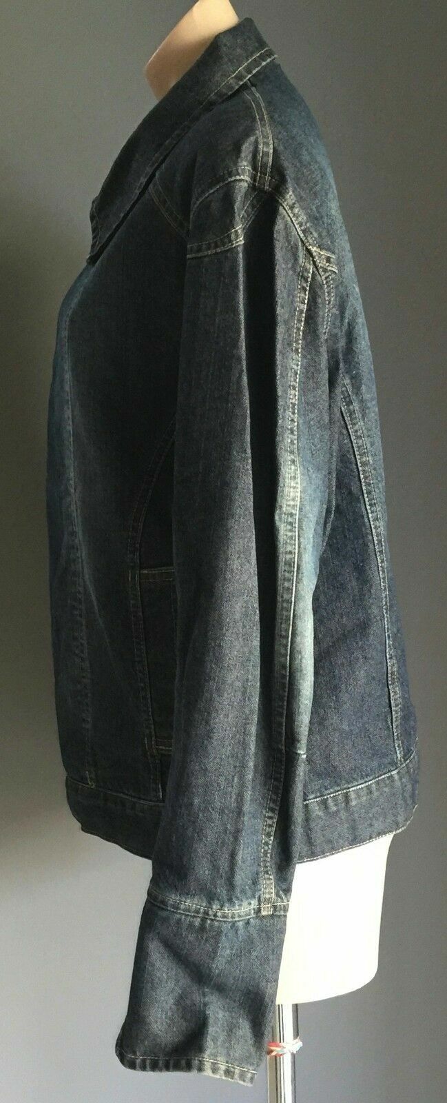 PERVERT Denim Jacket Blue Biker Moto Style Ladies Size L 14 Retro Gem New 1990's