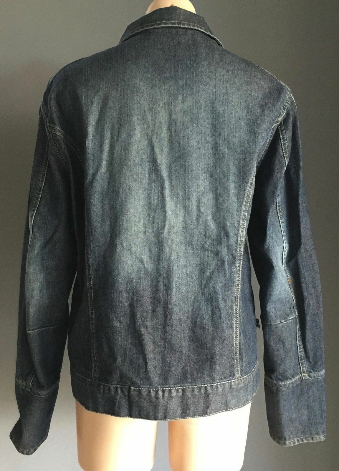 PERVERT Denim Jacket Blue Biker Moto Style Ladies Size L 14 Retro Gem New 1990's