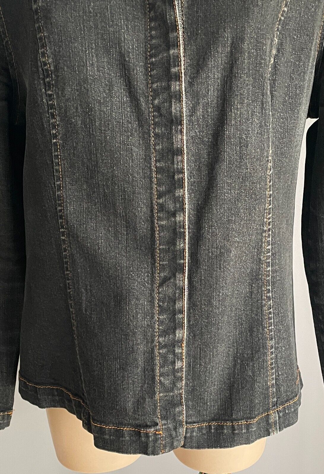 PHILOSOPHY Denim Shacket Black Concealed Button Collar Tailored Fit Jacket Sz 14