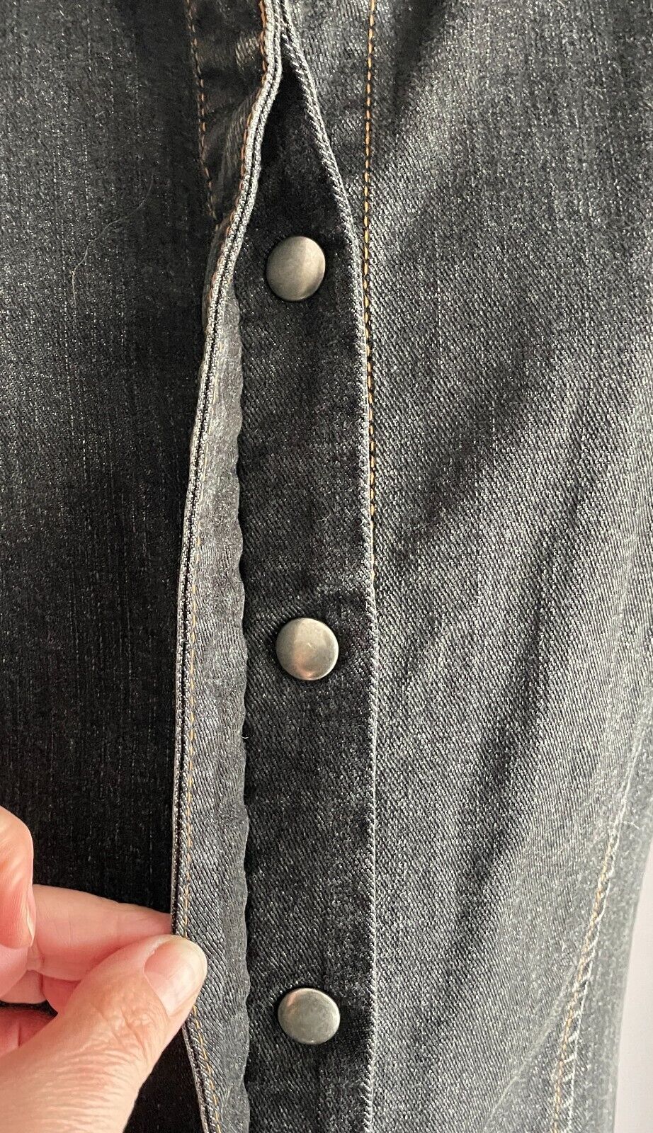 PHILOSOPHY Denim Shacket Black Concealed Button Collar Tailored Fit Jacket Sz 14