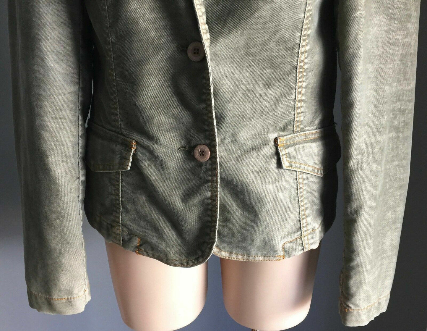 BUFFALO DAVID BITTON Denim Jacket Khaki Fitted Military Ladies Size M 10 Vintage