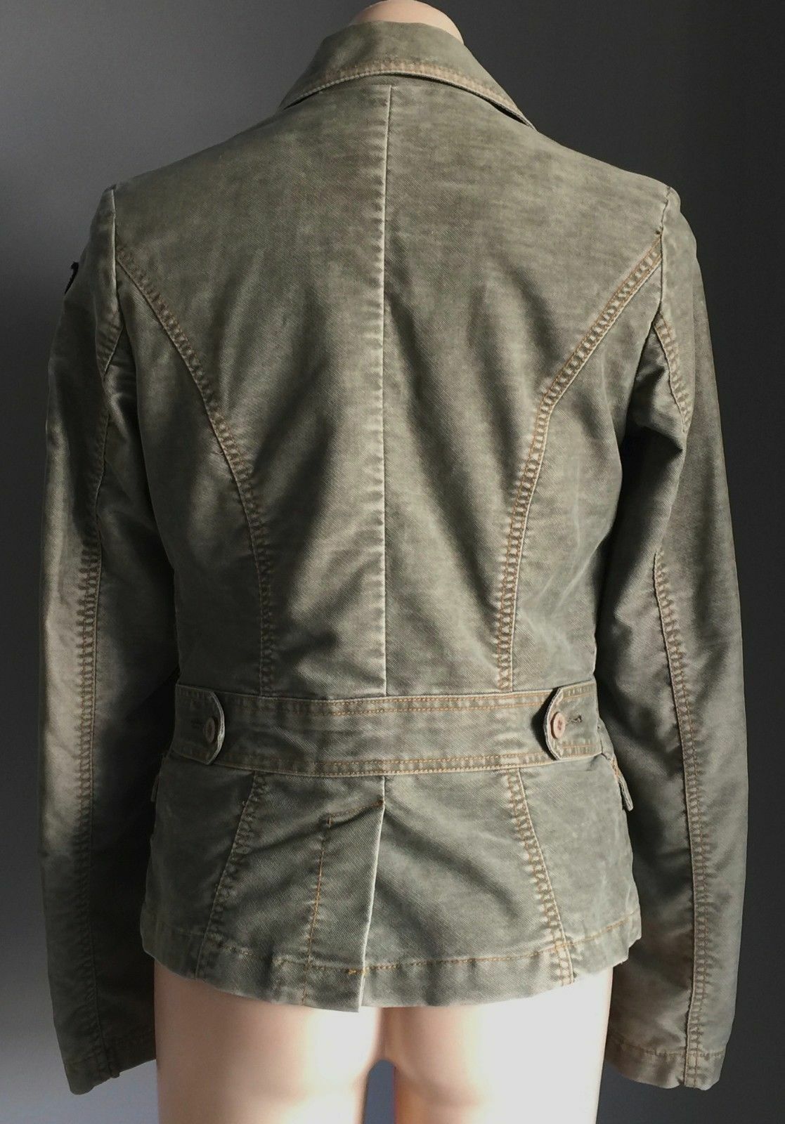 BUFFALO DAVID BITTON Denim Jacket Khaki Fitted Military Ladies Size M 10 Vintage