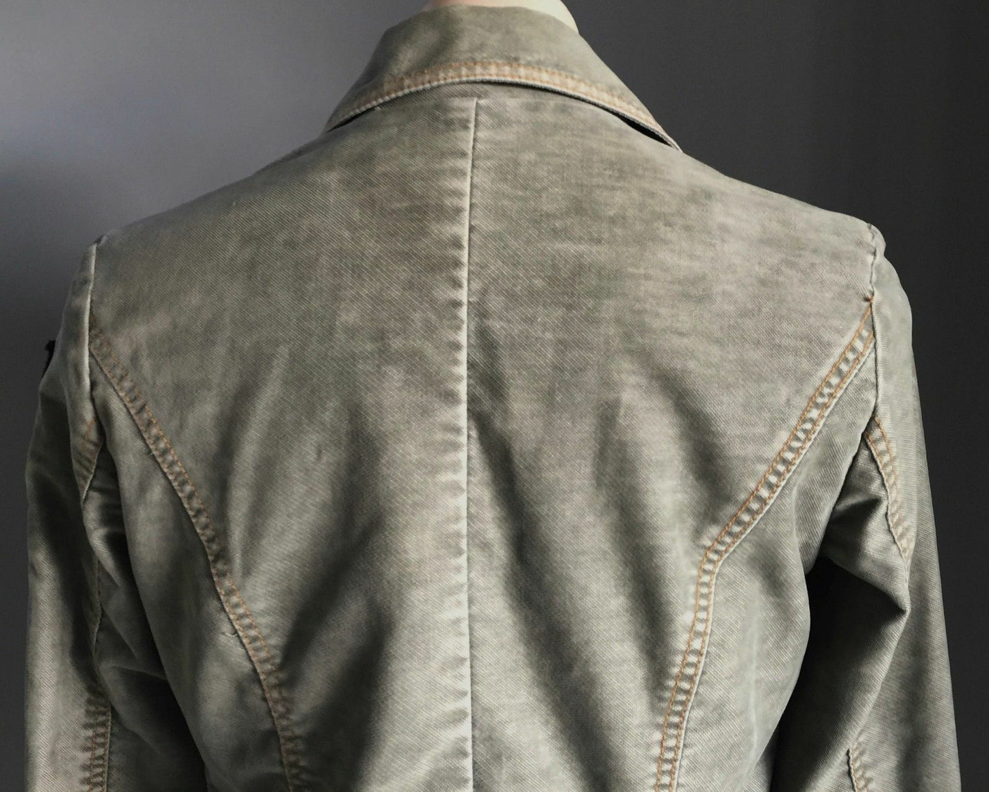 BUFFALO DAVID BITTON Denim Jacket Khaki Fitted Military Ladies Size M 10 Vintage