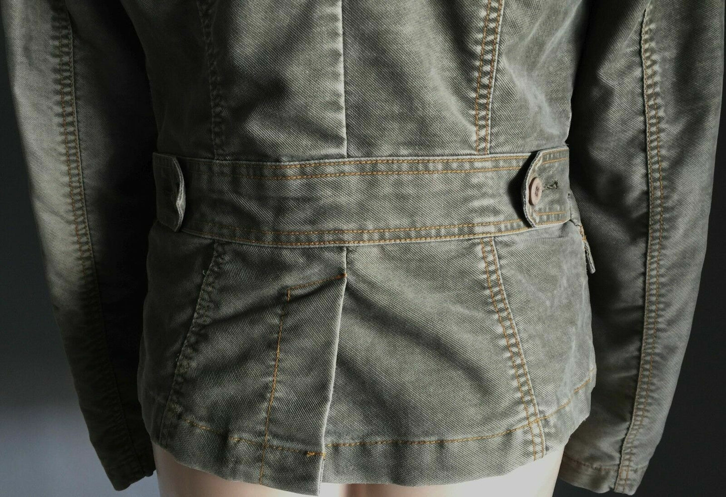 BUFFALO DAVID BITTON Denim Jacket Khaki Fitted Military Ladies Size M 10 Vintage