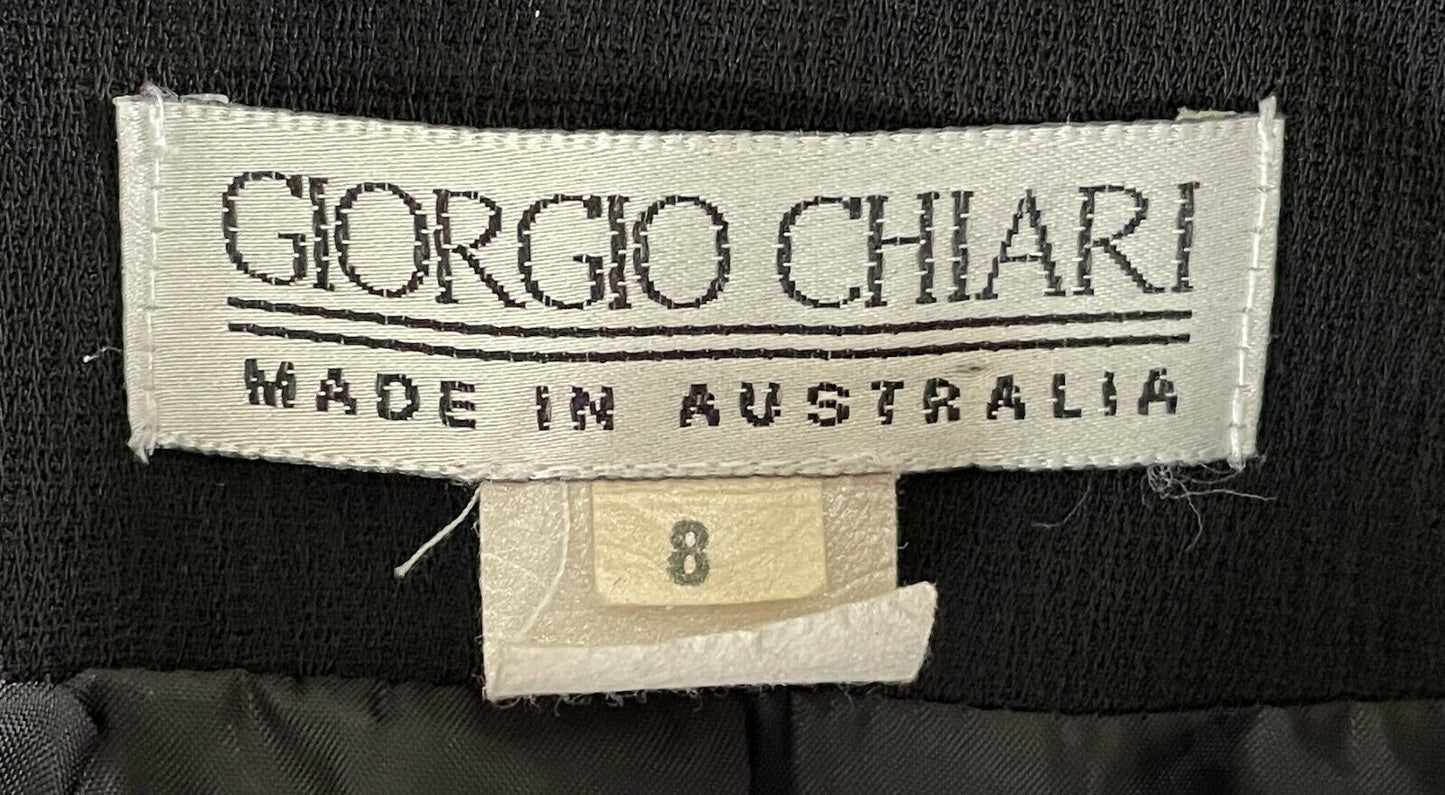 GIORGIO CHIARI Jacket Long Sleeve  Black Double Breasted Ladies Size 8 10