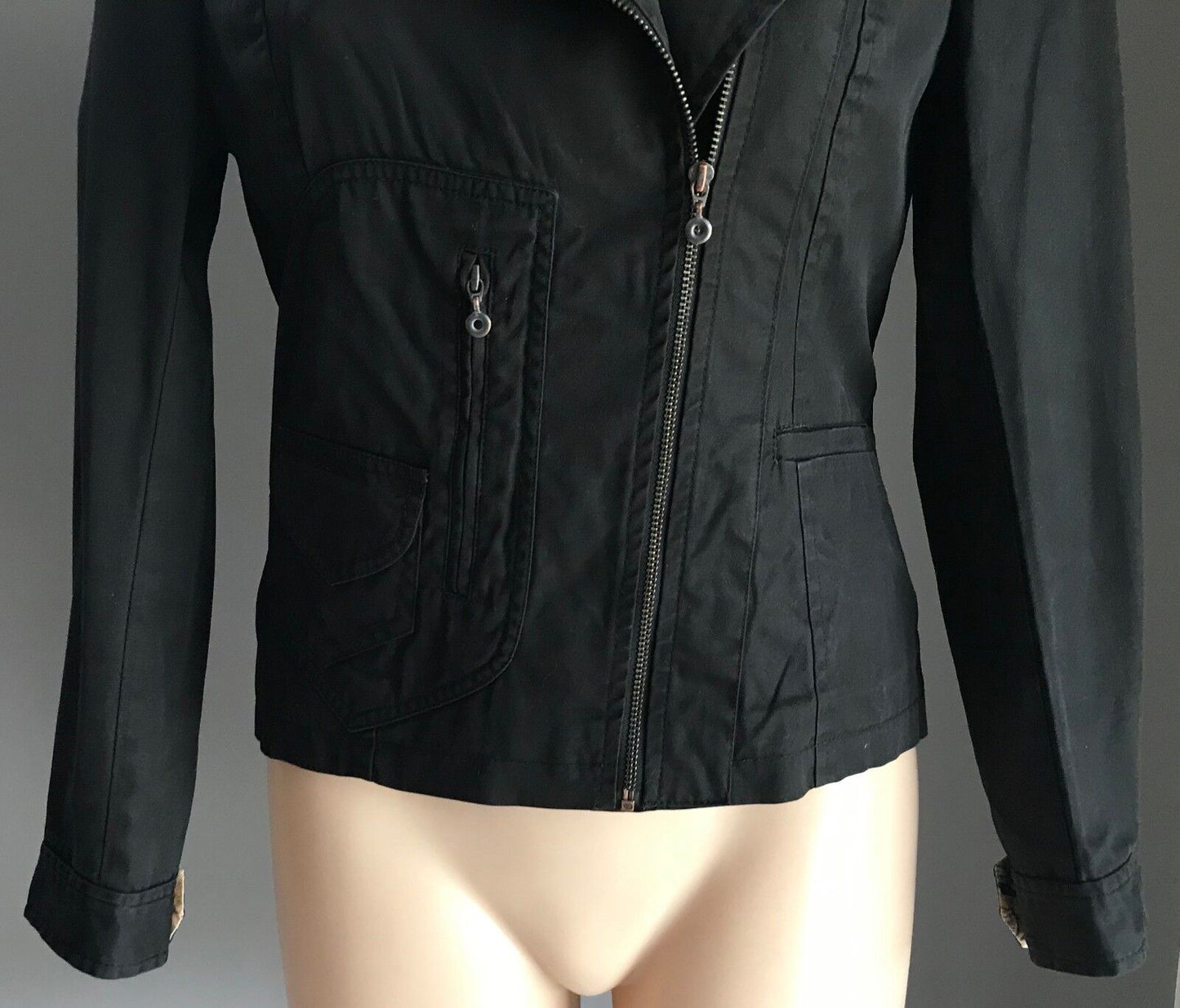 SCANLAN & THEODORE Jacket Black Moto Biker Style Cotton Ladies Size 10