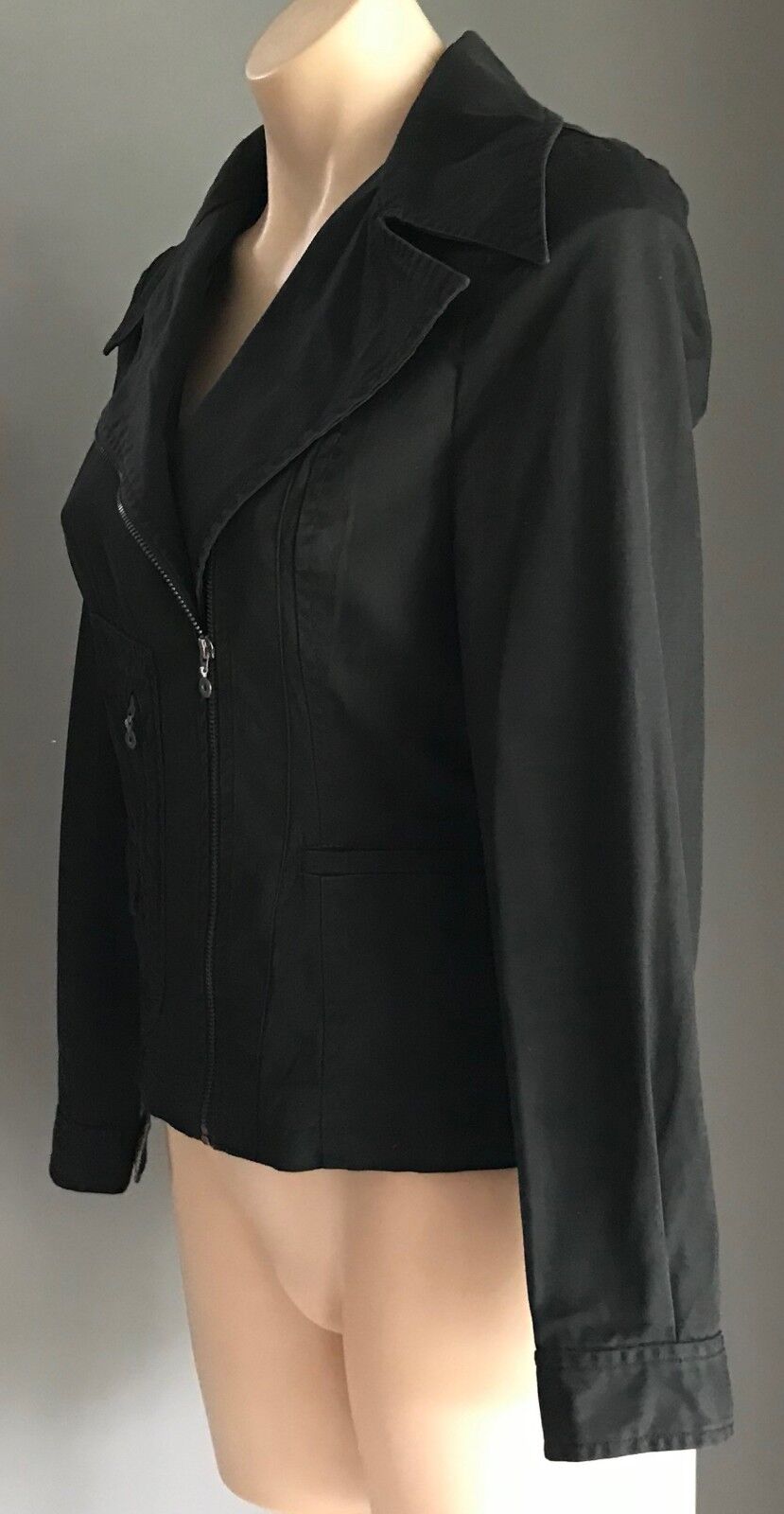 SCANLAN & THEODORE Jacket Black Moto Biker Style Cotton Ladies Size 10