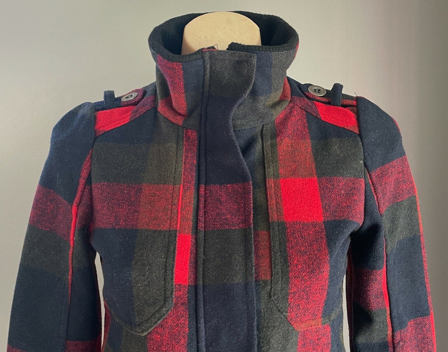 THREAD & SUPPLY Jacket Blue Green Red Check Long Sleeve Ladies Size S AU 10