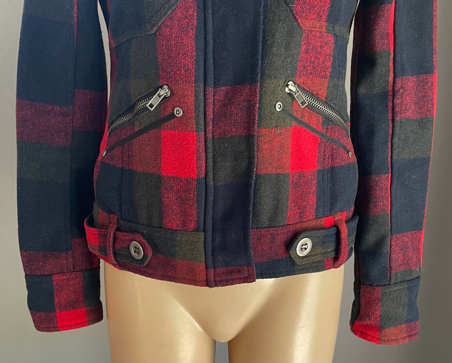 THREAD & SUPPLY Jacket Blue Green Red Check Long Sleeve Ladies Size S AU 10