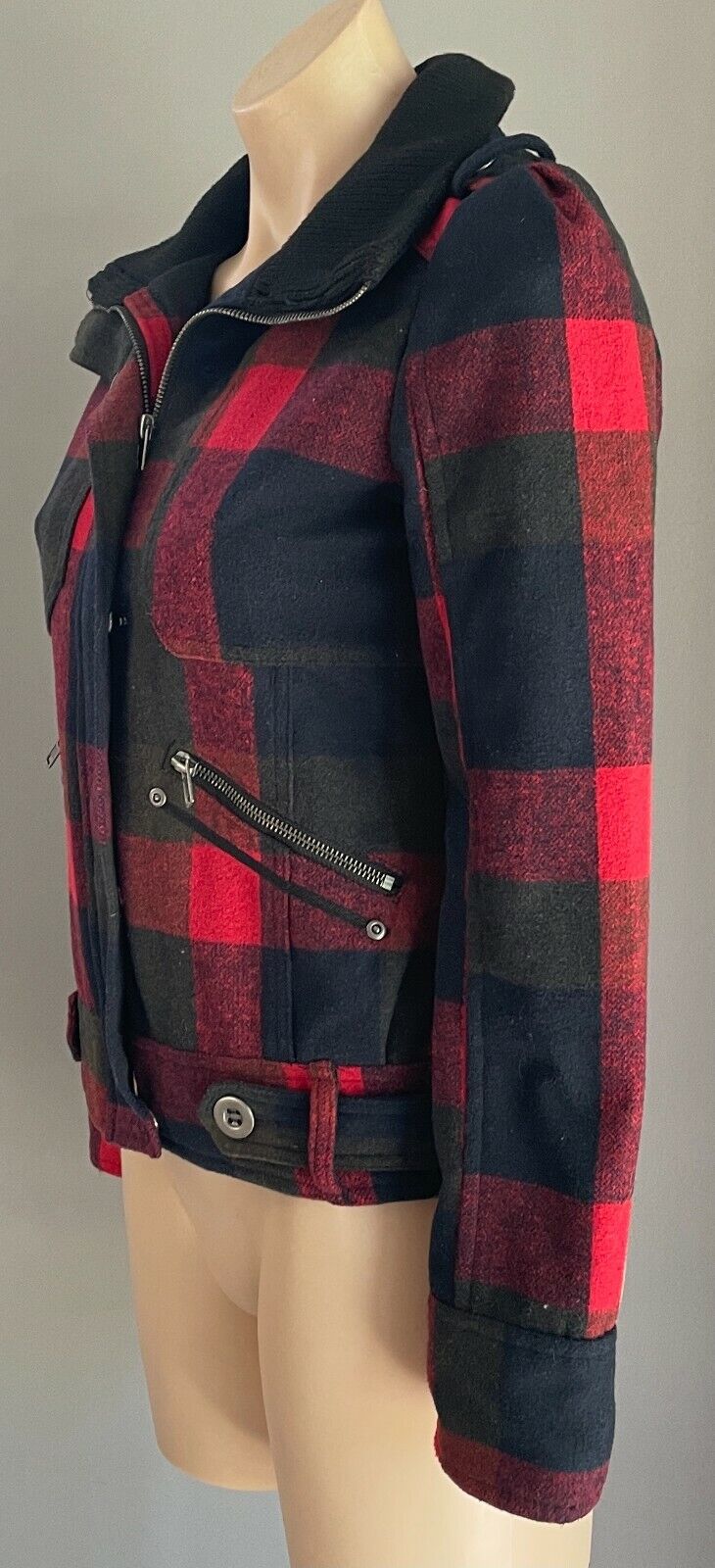 THREAD & SUPPLY Jacket Blue Green Red Check Long Sleeve Ladies Size S AU 10