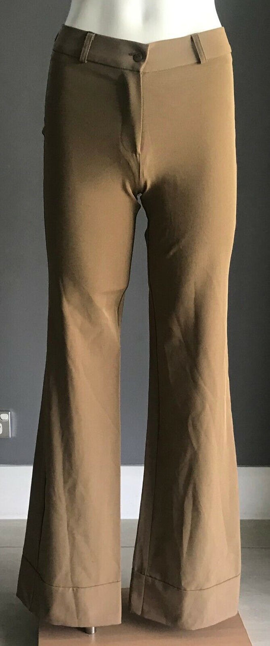 XCEPSION Pants Gold Earth High Waist Wide Cuff Leg Stretch Sz 8 New Vintage NOS