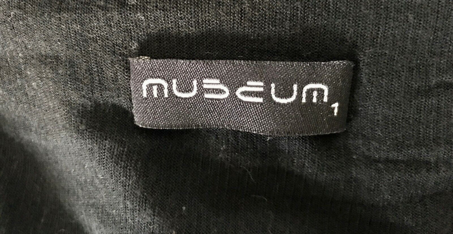 MUSEUM Drape Jacket Vest Black Sleeveless Fringed Asymmetric Hem Sz 1 AU 8 10