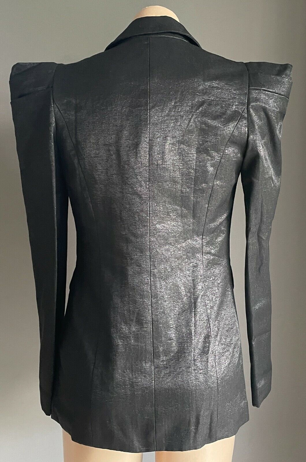 ONE WAY Blazer Black Silver Thread Tailored Jacket Structured Shoulders 8 10 NEW