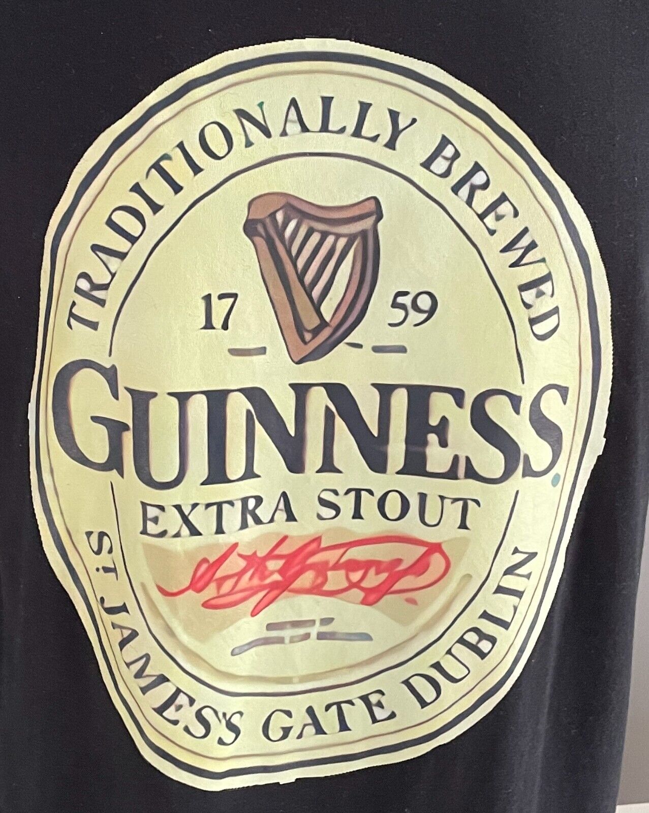 T-Shirt GUINNESS Extra Stout Logo Black Short Sleeve Chest 106cm Tee Dublin NEW