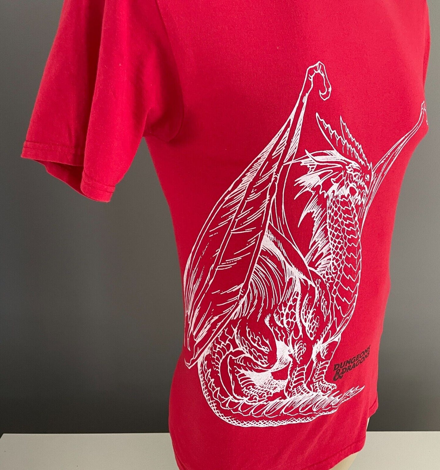 DUNGEONS & DRAGONS T-Shirt Red Short Sleeve Unisex Size S Chest Print 90cm 2018