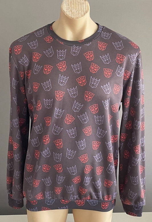 MR GUGU & MISS GO Transformers Mask Fleece Sweatshirt L Brown Mauve Coral NEW