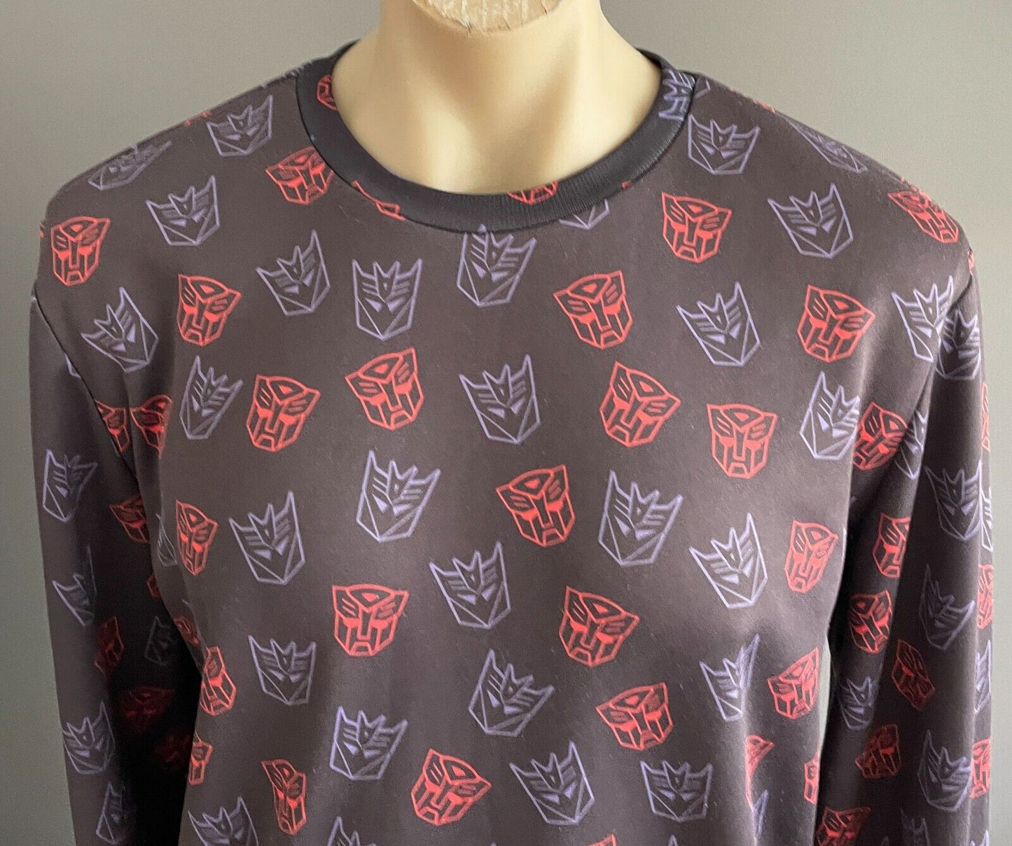 MR GUGU & MISS GO Transformers Mask Fleece Sweatshirt L Brown Mauve Coral NEW