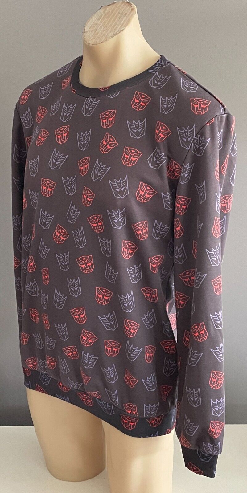 MR GUGU & MISS GO Transformers Mask Fleece Sweatshirt L Brown Mauve Coral NEW
